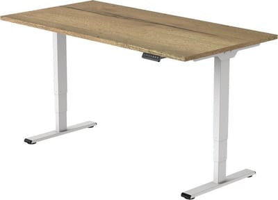 Office Hero® Cosmic Elektrisch - Zit sta bureau in hoogte verstelbaar wit frame - Game bureau - Computertafel - Werktafel - 120x80 - Natuur eik