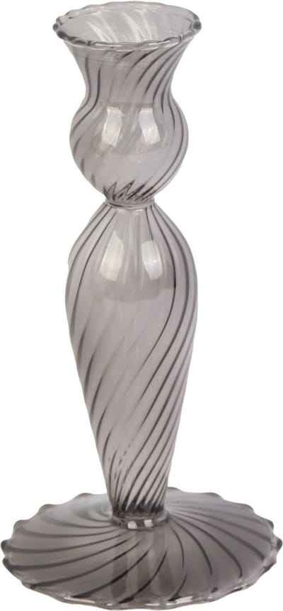 Present Time Kandelaar - Glas Swirl Zwart Klein
