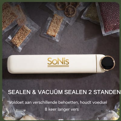 SoNis Vacumeermachine - met 10 gratis vacumeerzakken - Sealmachine - Eenvoudig - Vacuüm Sealer - Vacuümmachine - Voor Alle Soorten Voedsel