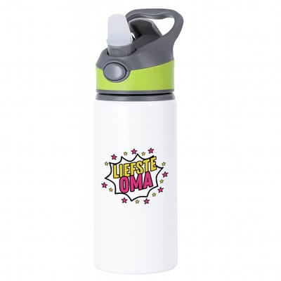 Hacebo® - Liefste oma waterfles met rietje groen - Oma - een oma die heel lief is - cadeautje voor oma - liefste ooit - verjaardagscadeau - kado - gift - geschenk - verrassing - water fles - 650ML