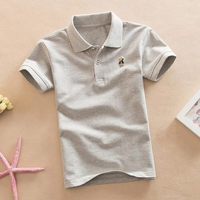 1-13-15 jaar oud effen poloshirt wit rood zwart korte mouwen student zomer schooluniform oudere kinderen puur katoenen T-shirt 105cm gray