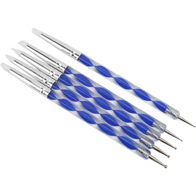 Lot de 5 Outils en Argile Acrylique Double Tête Stylo Pointe Silicone Outil Argile Poterie pour Façonnage Sculpture blue