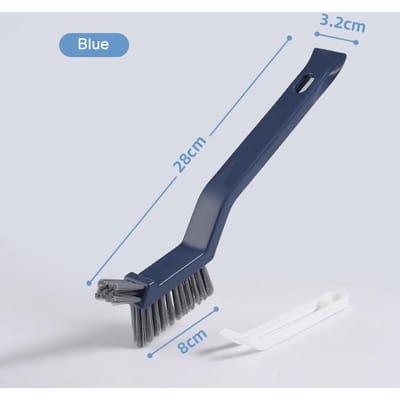 Brosse de nettoyage multifonction pour carrelage de salle de bain, brosse de nettoyage à la main pour rainures de fenêtre, outil de cuisine pour coins de murs ménagers bleu