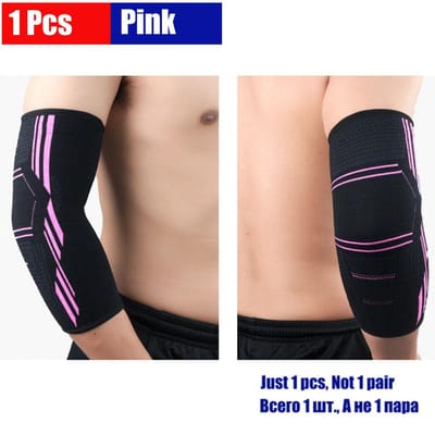 1 Pièce Genouillère de Compression pour Tennis Golf Tendinite du Coude Soulagement de la Douleur Support Traitement Articulaire Fitness L rose