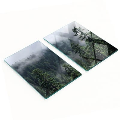 Multifunctionele decoratieve snijplanken van gehard staal voor de keuken, kleur Forest Mist, 2x40x52 cm