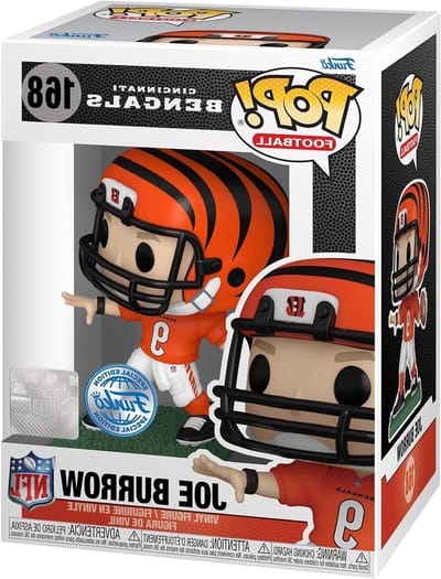 Joe Burrow Figuur - Verzamelbeeldje NFL - Sportfans Verzamelen - Hoogwaardig Vinyl - 9.5 cm - Oranje