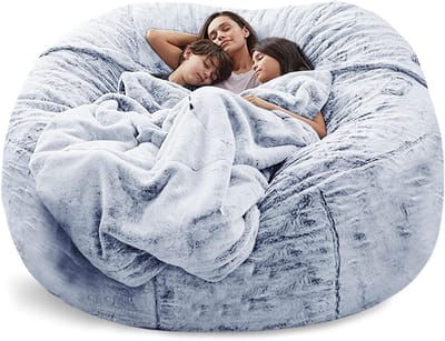 Zitzakhoes Pluche - Bankhoes Gezellig - Ontspanning Thuis - Extra Groot Formaat - 180x90cm - Sneeuwblauw