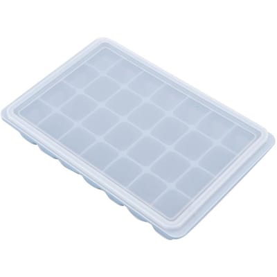 28 Vakken DIY Siliconen Ijsblokjesbakje Invriezen Puddingvorm Chocoladevorm Bakken met Deksel Blauw white