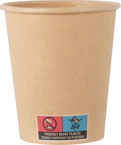 Koffie- / traktatie beker karton, 60 stuks, inhoud 225cc, bruin kraft, FSC