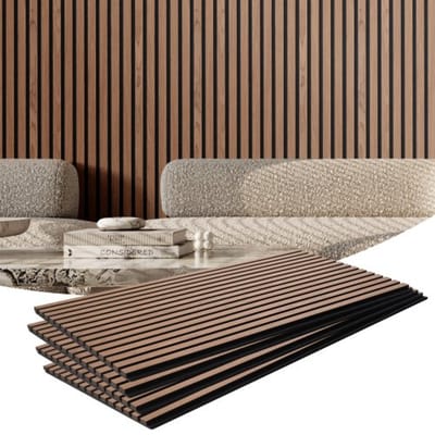 VEVOR akoestische panelen, 1200x600x21mm, akoestische wandpanelen, MDF accenthouten wandpanelen voor moderne binnenmuurdecoratie, akoestische panelen van imitatiehout voor geluidsreductie, set van 4