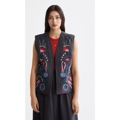 Scotch & Soda Embroidered Gilet Charcoal Art Taglia: XS | Gilet Outlet | Donna | Nero