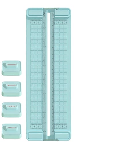 Briefopener Papiersnijder - Snijapparaat - Kaartjes Maken - Bidirectioneel 4-in-1 - 36.5 cm - Blauw