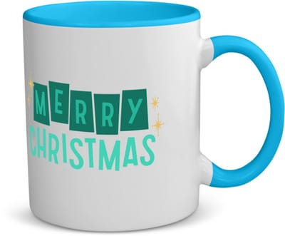 Akyol - kerst merry christmas koffiemok - theemok - blauw - Kerstmis - kerst beker - winter - kerst - christmas - kerst cadeau - 350 ML inhoud