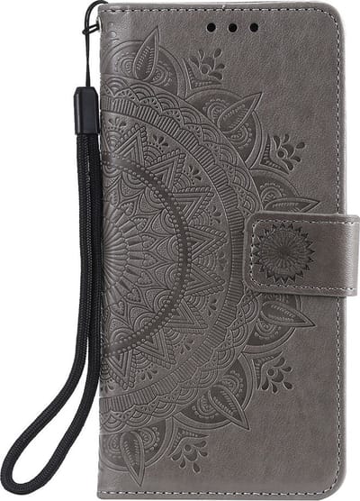 Shop4 - Oppo Find X5 Hoesje - Wallet Case met Pasjeshouder Mandala Patroon Grijs