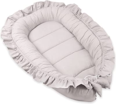 Baby Cocoon Bumper Reiswieg 100% katoen Anti-allergisch - babynestje \ Warm nest baby 55 x 90 cm (Grey)
