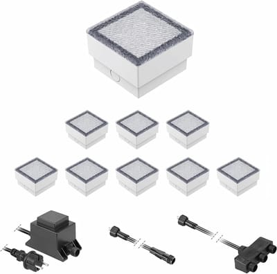 LED Stoeptegel - Grondinbouwlamp Tuin - Oriëntatie Donker - Beloopbaar 500kg - Set van 9 - Warm Wit