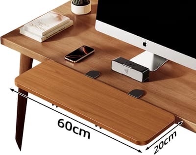 Opvouwbare Houten Bureauverlenging – Uitschuifbaar Toetsenbord Plateau & Muisplank – Ergonomische Bureau Extender voor Thuiswerk en Kantoor - Bruin