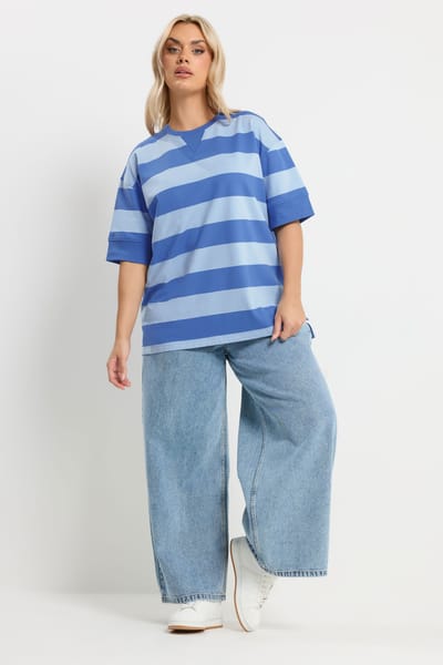Yours Blauw Gestreept Zwaar Tshirt Size 42