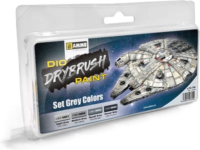 AMMO by Mig Jimenez Hobbyverf - MIG 7300 Drybrush Set - Grey Colors Verf set - 4x 40 ml