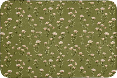 Badmat 90x60 cm - Antislip - Landelijk - Bloemen - Groen - Badmatten voor badkamer - Badkamermat - Douchemat - Badkamer mat