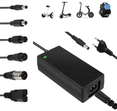 KZQ Oplader voor elektrische fietsen - inclusief 6 adapters - universele 42V 2A lader - maximaal vermogen 84W - het kan 36V lithiumbatterijen opladen(andere typen niet)