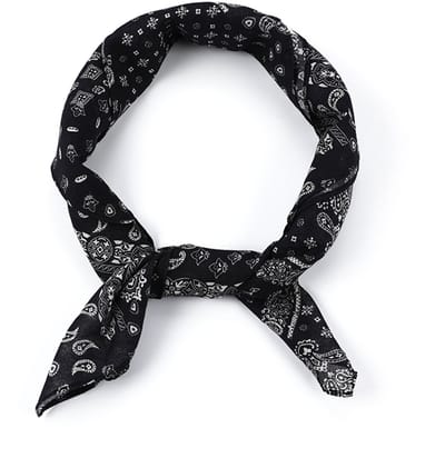 Vierkante Sjaal met Rijkgedetailleerd Bandana- en Paisleydessin (65x65cm) - Zwart