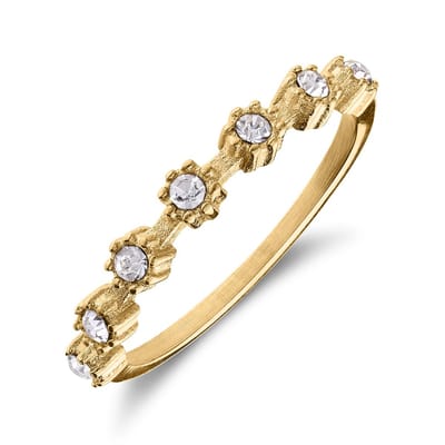 Lucardi Dames Stalen goldplated vintage ring met wit zirkonia - Ring - Staal - Goudkleurig - 15 / 47 mm