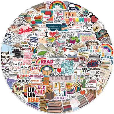 100 stickers Boeken/Bibiliotheek/Lezen - Sticker voor Boekenwurmen - Geschikt voor muur, laptop, agenda, journal