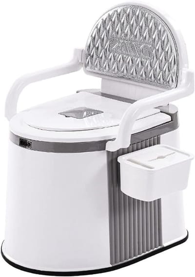 Commode Toiletstoel - Draagbare Zitting - Veiligheid Thuis - 3-In-1 Ontwerp - Tot 150KG - Grijs