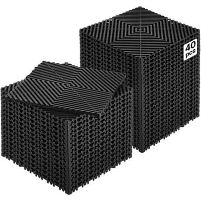 VEVOR Interlocking Drainage Mat Douchemat 31 x 31 cm Modulaire Interlock Vloermatten, 40 Stuks Splitsbare Drainagematten, Antislip Drainage Vloertegels, voor Garage Tuin Zwart