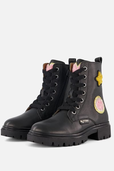Muyters Veterboots zwart Leer - Maat 24 - Kinderschoenen