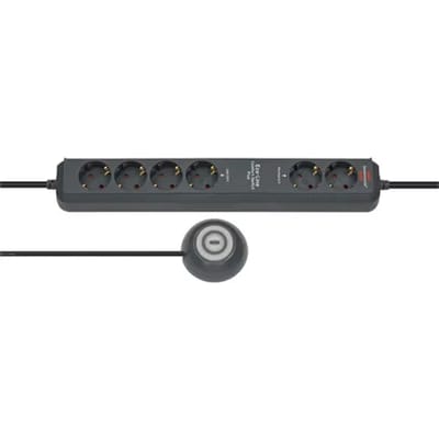 Eco-Line stekkerdoos Comfort Switch Plus EL CSP 24 6-voudig antraciet 1,5m H05VV-F 3G1,5 2 permanent, 4 schakelbaar externe voetschakelaar