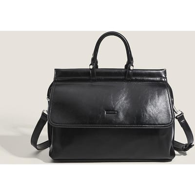 Aktetas voor Dames, Europese en Amerikaanse Retro Postman Tas voor Werk, Pendeltas, Hoogwaardige Handgedragen Schouder Crossbody Tas black