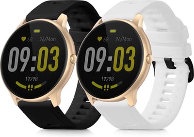 kwmobile 2x horlogebandjes geschikt voor AGPTEK LW11 bandje - Smartwatch bandjes van TPU - Activity tracker horloge band in wit / zwart