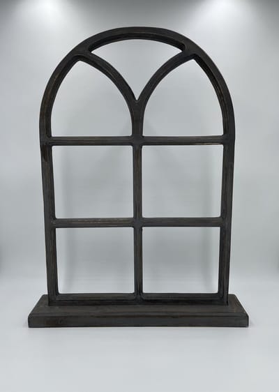 Decoratie stalraam oud kozijn hout op voet 63,5 x 49 cm grijs geschuurd old look | 65501 | Home Sweet Home | Stoer & Sober Woonstijl
