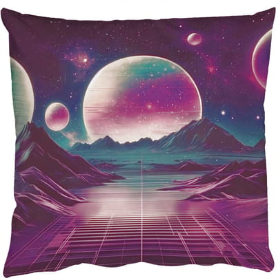 Sierkussens - Kussentjes Woonkamer - 50x50 cm - Landschap - Planeten - Horizon - Paars