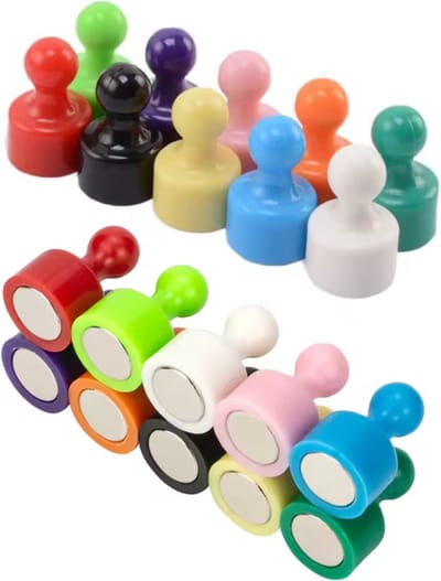 TLVX 20 stuks Sterke Pion Magneten 12 x 20mm / Magnetisch Sterk / Foto magneet / Koelkast magneten / Whiteboard magneten / Speel en leer magneten / Boodschappenlijst / Notitie / Kantoor / Schoolbord / Deurmagneet / Magneetjes ophangen / Alle kleuren