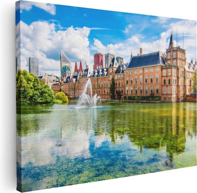 Artaza Canvas Schilderij Binnenhof - 40x30 cm - Klein - Wanddecoratie Stad - Muurdecoratie Skyline - Kamer Accessoires