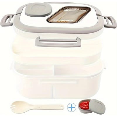 Ruime 40,5 oz BPA-vrije Bento Lunchbox voor volwassenen - Lekvrij, Magnetron- & Vaatwasserbestendig met 4 compartimenten white