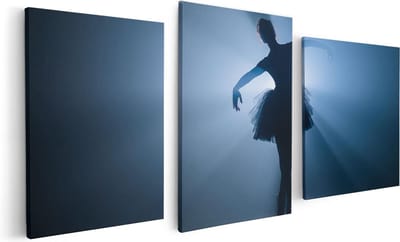 Artaza Canvas Schilderij Drieluik Ballerina Silhouet - Ballet - 120x60 - Foto Op Canvas - Canvas Print