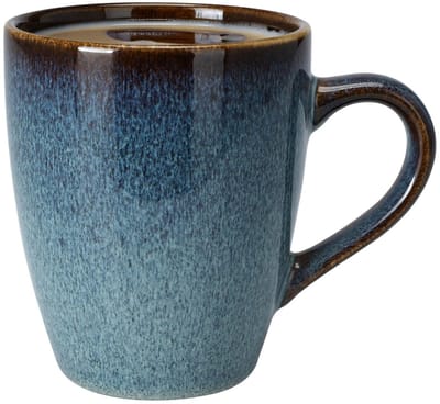 Excellent Houseware Koffiemokken Pompei - 1x stuks - Keramiek - blauw - 350 ml - 9 x 11 cm - old stone look