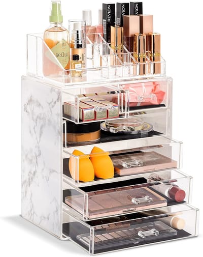 Famanu – Transparante cosmetica organizer met 6 laden voor dressoir en badkamer