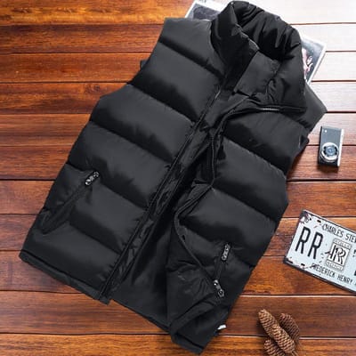 Herfst en Winter Nieuwe Heren Opstaande Kraag Effen Kleur Dons Katoen Gevoerd Vest Grote Maat Casual Katoen Gevoerd Vest Heren 5XL