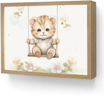 Wandlamp 40x30 cm - Oplaadbaar - Poes - Baby - Dier - Kinderen - Wandlampen binnen woonkamer - Slaapkamer lamp - Decoratieve nachtlamp - Vloerlamp draadloos