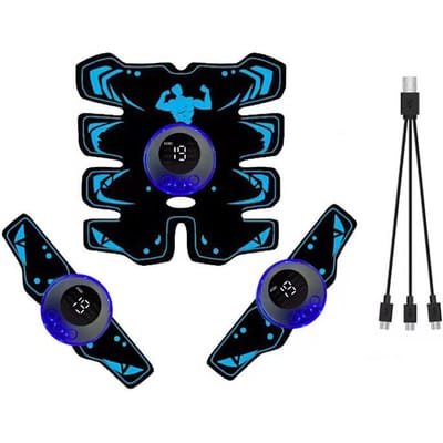 USB oplaadbare EMS spierstimulator voor de buikspieren, 3-in-1 trainingspad, draadloze slimme fitness buikspiertraining, elektrische body slimmaking black