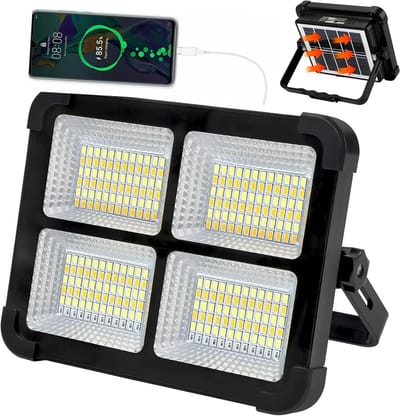 Bouwlamp - op zonne-energie - IP65 waterdicht - Verstelbaar 180°- werklamp - powerbank - 4 lichtstanden - USB-opladen - Kampeerlamp - Bouwlamp oplaadbaar - Bouwlamp led oplaadbaar - Bouwlamp led