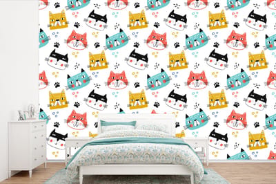 Behang - Fotobehang Jongens - Patronen - Katten - Breedte 360 cm x hoogte 240 cm