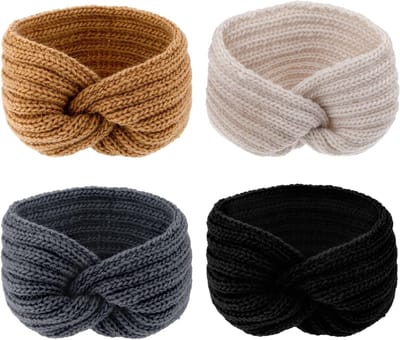Dikke gebreide winterhoofdband voor vrouwen en meisjes, fleece gevoerd, elastisch en warm, ideaal voor koude dagen