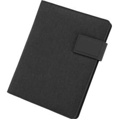 Schrijfmap Stop Ocean Plastic MOOREA RPET, A4, multifunctionele banden, 1 vak, pennenlus, houder voor mobiele telefoon/tablet, 1 schrijfblok, magnetische sluiting, RPET, antraciet