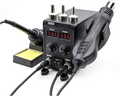 Soldeerstation Heteluchtpistool - SMD Bewerking Station - Elektronica Reparatie - Dubbele Digitale Displays - 700W - Zwart